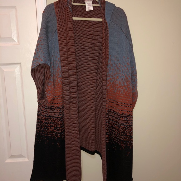 Merona Sweaters - Merona Hooded Poncho Sweater Red/grey - size S/M